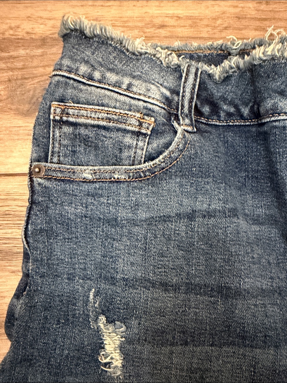 High-Rise Distressed Flare Jeans - Blue - Picture 2 of 12